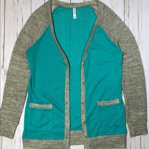 Turquoise Tan Cardigan